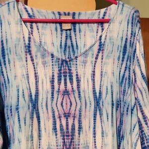 Chico's Blue and White Tie-Dye Blouse